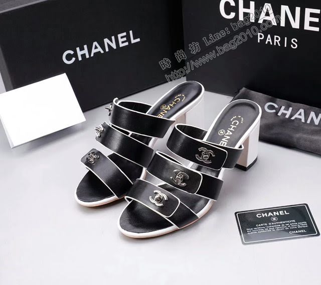 Chanel女鞋 香奈兒新款拖鞋 Chanel高跟涼拖鞋  naq1109